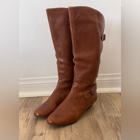 Cognac Leather Boots/Cathy Jean/Size 7 - Picture 2 of 4